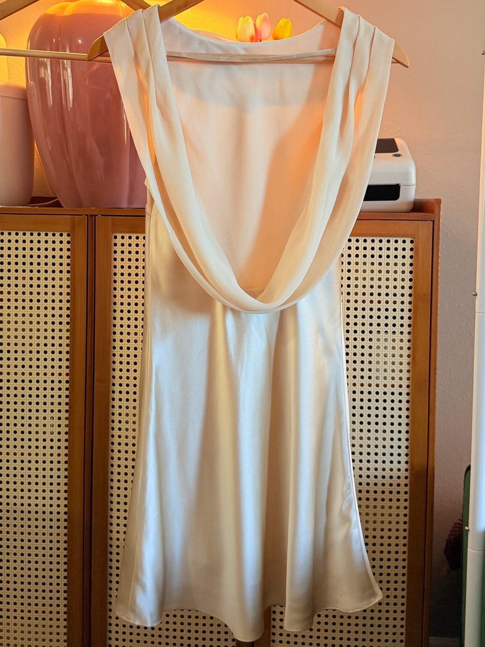 Reformation Jonelle Silk Dress In Almond, NWOT, NEVER WORN, NO FLAWS. - Picture 7 of 12